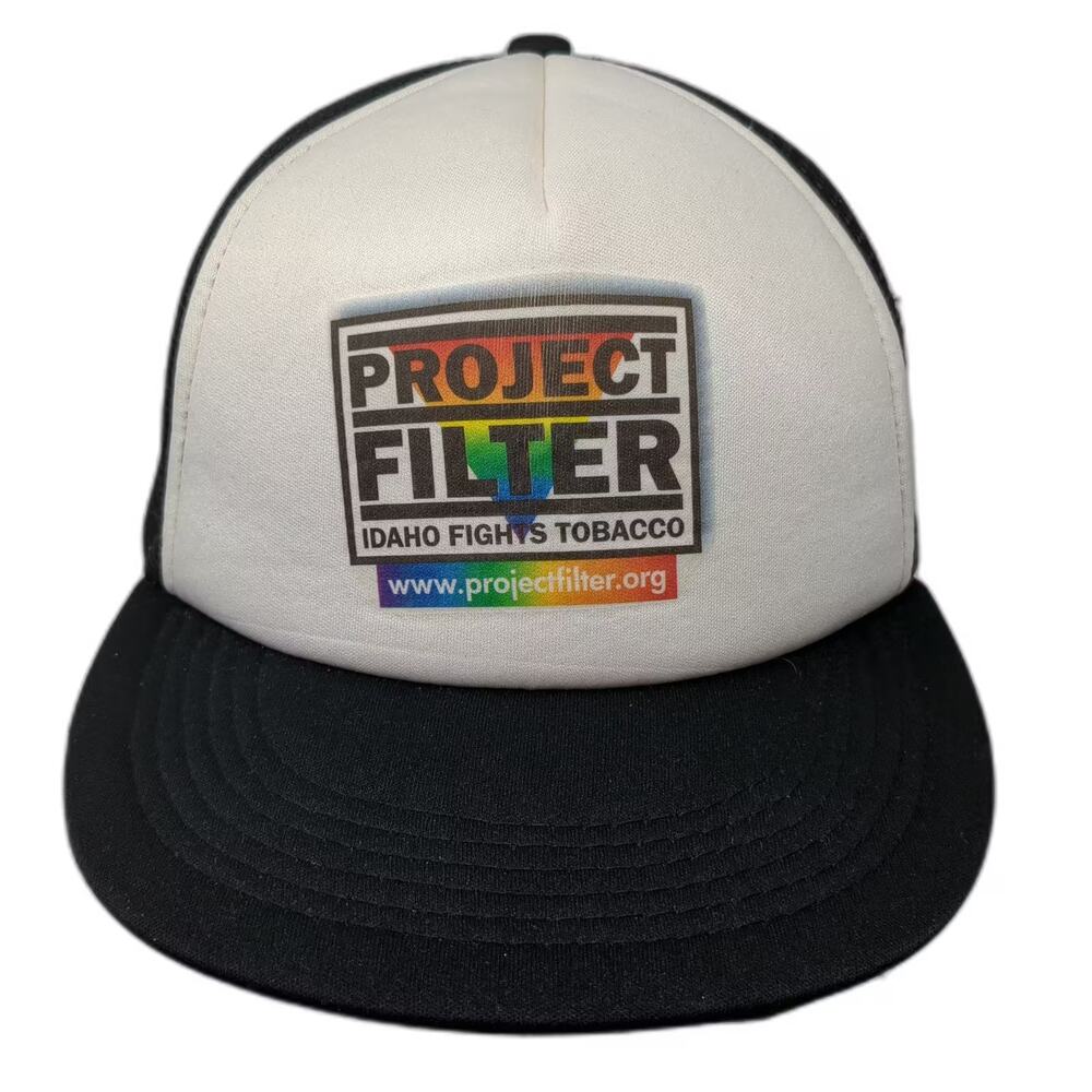 HitWear Trucker Hat Black White One Size Project Filter Idaho Mesh Back Hat